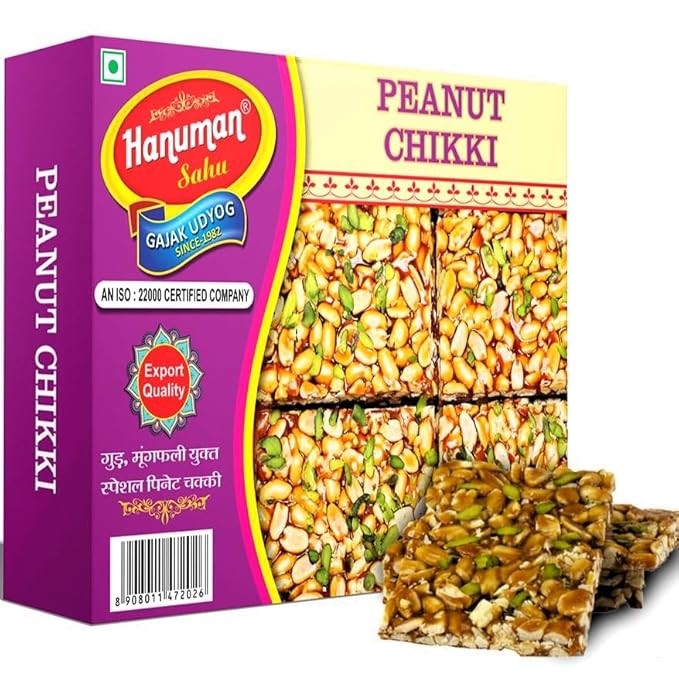 HANUMAN SAHU GAJAK UDYOG Pista Peanut Chikki | Home Made Mungfali Chikki | Chikkis | Jaggery Groundnut Mittai | Gazak | Traditional Indian Sweets | Crunchy Peanut Bar 350gm | No Added Preservatives an