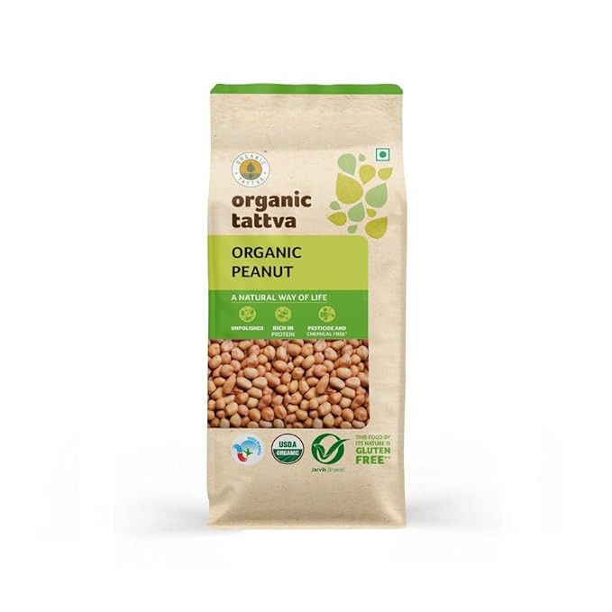 Organic Tattva, Organic Peanuts 1 Kg | Groundnut/Moongfali/Singdana | Rich in Protein | Zero Transfat | Healthy Snacks | Naturally Gluten Free | Pesticide and Chemical Free | Pack of 1